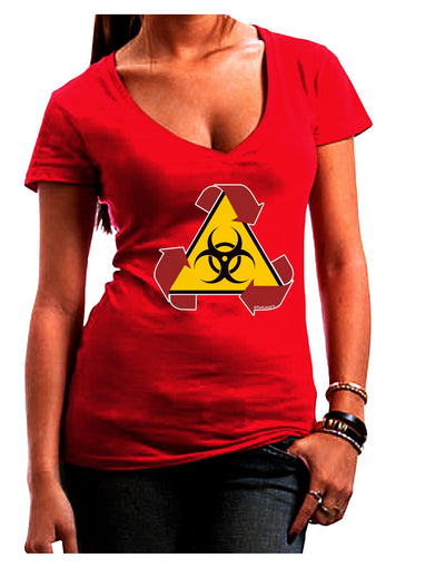 Recycle Biohazard Sign Juniors V-Neck Dark T-Shirt by TooLoud-Womens V-Neck T-Shirts-TooLoud-Red-Juniors Fitted Small-Davson Sales