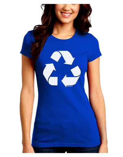 Recycle Black and White Juniors Crew Dark T-Shirt by TooLoud-T-Shirts Juniors Tops-TooLoud-Royal-Blue-Juniors Fitted Small-Davson Sales