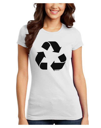 Recycle Black and White Juniors T-Shirt by TooLoud-Womens Juniors T-Shirt-TooLoud-White-Juniors Fitted X-Small-Davson Sales