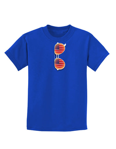 Red American Flag Aviator Sunglasses Childrens Dark T-Shirt-Childrens T-Shirt-TooLoud-Royal-Blue-X-Small-Davson Sales