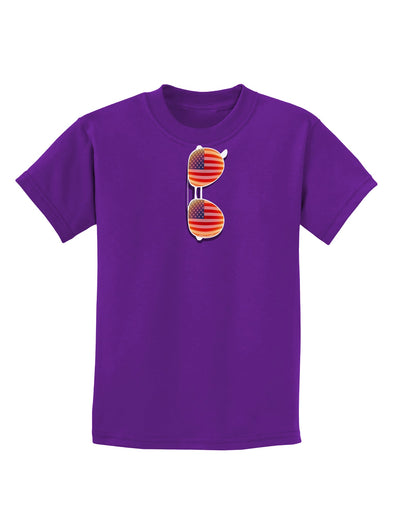 Red American Flag Aviator Sunglasses Childrens Dark T-Shirt-Childrens T-Shirt-TooLoud-Purple-X-Small-Davson Sales