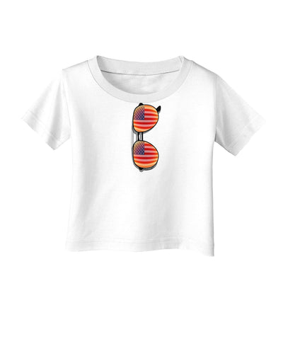 Red American Flag Aviator Sunglasses Infant T-Shirt-Infant T-Shirt-TooLoud-White-06-Months-Davson Sales