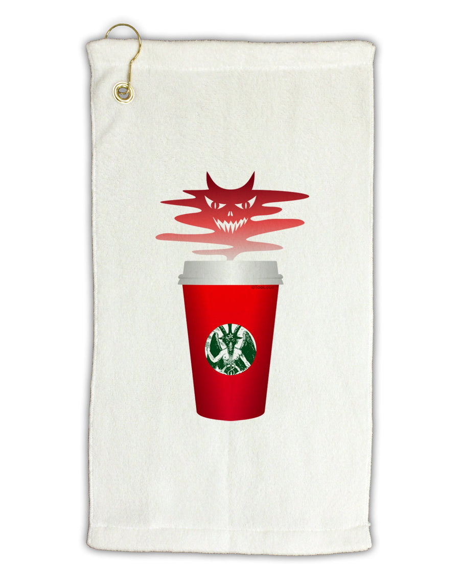 Red Cup Satan Coffee Micro Terry Gromet Golf Towel 16 x 25 inch by TooLoud-Golf Towel-TooLoud-White-Davson Sales