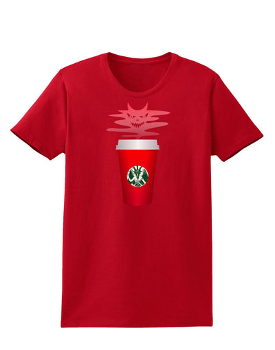 Red Cup Satan Coffee Womens Dark T-Shirt-TooLoud-Red-X-Small-Davson Sales