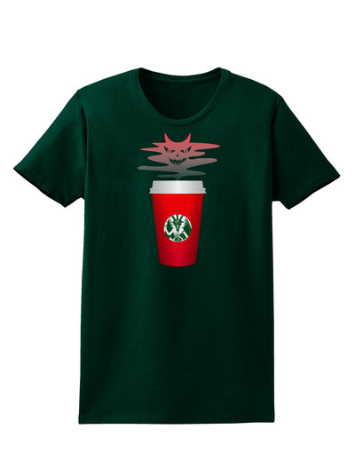 Red Cup Satan Coffee Womens Dark T-Shirt-TooLoud-Forest-Green-Small-Davson Sales