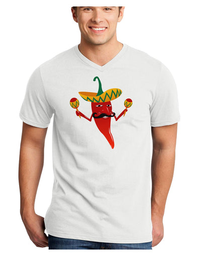 Red Hot Mexican Chili Pepper Adult V-Neck T-shirt-Mens V-Neck T-Shirt-TooLoud-White-Small-Davson Sales