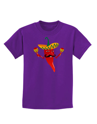 Red Hot Mexican Chili Pepper Childrens Dark T-Shirt-Childrens T-Shirt-TooLoud-Purple-X-Small-Davson Sales