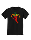 Red Hot Mexican Chili Pepper Childrens Dark T-Shirt-Childrens T-Shirt-TooLoud-Black-X-Small-Davson Sales