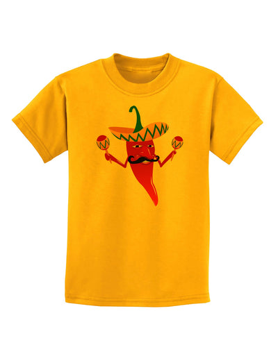 Red Hot Mexican Chili Pepper Childrens T-Shirt-Childrens T-Shirt-TooLoud-Gold-X-Small-Davson Sales