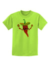 Red Hot Mexican Chili Pepper Childrens T-Shirt-Childrens T-Shirt-TooLoud-Lime-Green-X-Small-Davson Sales