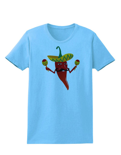 Red Hot Mexican Chili Pepper Womens T-Shirt-Womens T-Shirt-TooLoud-Aquatic-Blue-X-Small-Davson Sales