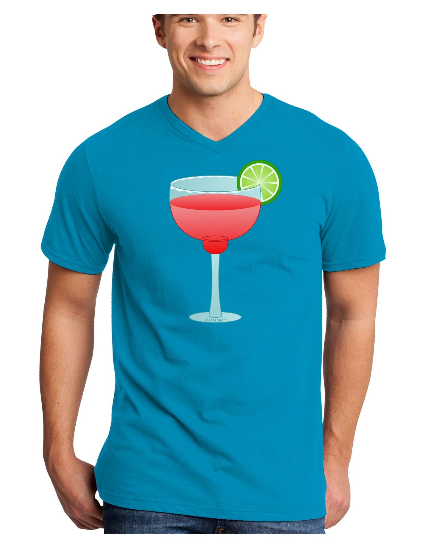 Red Margarita with Lime - Cinco de Mayo Adult Dark V-Neck T-Shirt by TooLoud-Mens V-Neck T-Shirt-TooLoud-Turquoise-Small-Davson Sales
