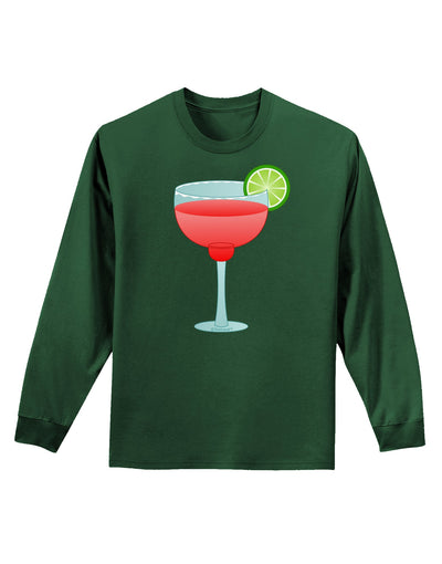 Red Margarita with Lime - Cinco de Mayo Adult Long Sleeve Dark T-Shirt by TooLoud-TooLoud-Dark-Green-Small-Davson Sales