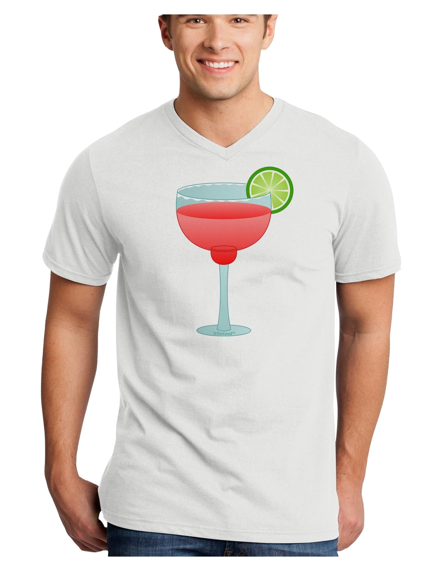 Red Margarita with Lime - Cinco de Mayo Adult V-Neck T-shirt by TooLoud-Mens V-Neck T-Shirt-TooLoud-White-Small-Davson Sales