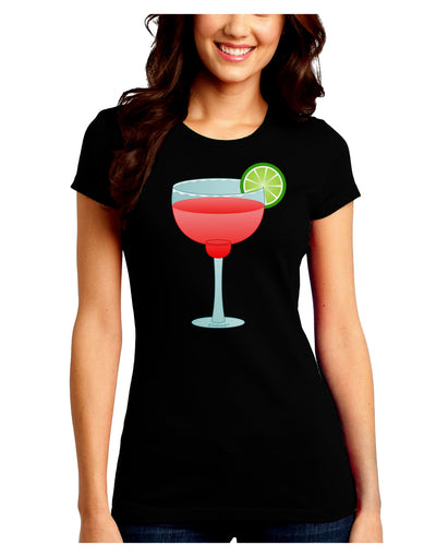 Red Margarita with Lime - Cinco de Mayo Juniors Crew Dark T-Shirt by TooLoud-T-Shirts Juniors Tops-TooLoud-Black-Juniors Fitted Small-Davson Sales