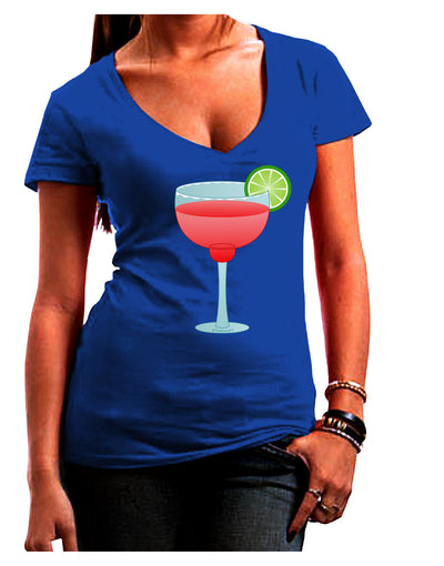 Red Margarita with Lime - Cinco de Mayo Juniors V-Neck Dark T-Shirt by TooLoud-Womens V-Neck T-Shirts-TooLoud-Royal-Blue-Juniors Fitted Small-Davson Sales