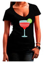 Red Margarita with Lime - Cinco de Mayo Juniors V-Neck Dark T-Shirt by TooLoud-Womens V-Neck T-Shirts-TooLoud-Black-Juniors Fitted Small-Davson Sales