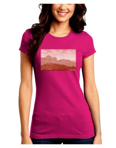 Red Planet Landscape Juniors Petite Crew Dark T-Shirt-T-Shirts Juniors Tops-TooLoud-Hot-Pink-Juniors Fitted Small-Davson Sales