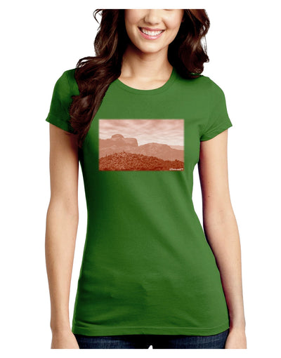 Red Planet Landscape Juniors Petite Crew Dark T-Shirt-T-Shirts Juniors Tops-TooLoud-Kiwi-Green-Juniors Fitted Small-Davson Sales