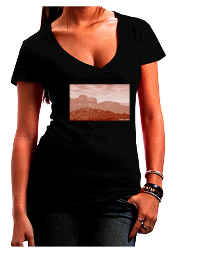 Red Planet Landscape Womens V-Neck Dark T-Shirt-Womens V-Neck T-Shirts-TooLoud-Black-Juniors Fitted Small-Davson Sales