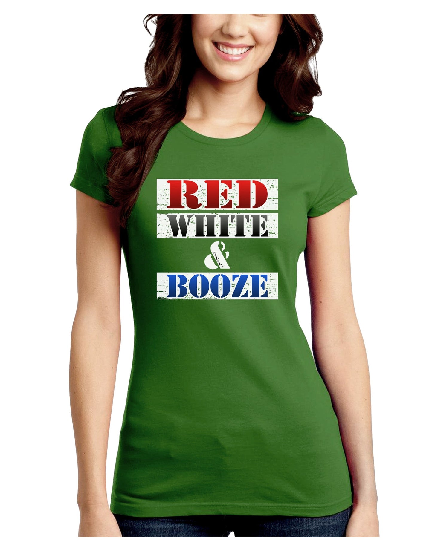 Red White & Booze Juniors Petite Crew Dark T-Shirt-T-Shirts Juniors Tops-TooLoud-Kiwi-Green-Juniors Fitted Small-Davson Sales