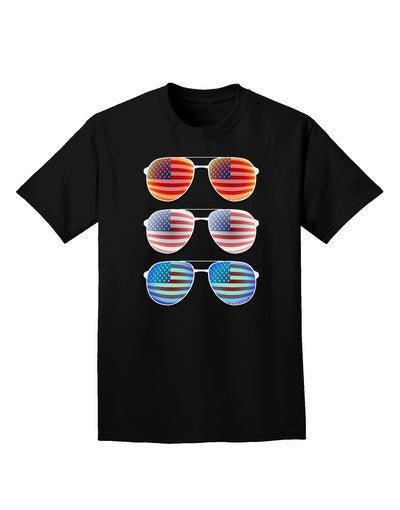 Red White and Blue USA Flag Aviators Adult Dark T-Shirt-Mens T-Shirt-TooLoud-Black-Small-Davson Sales