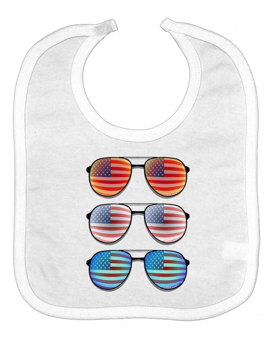 Red White and Blue USA Flag Aviators Baby Bib