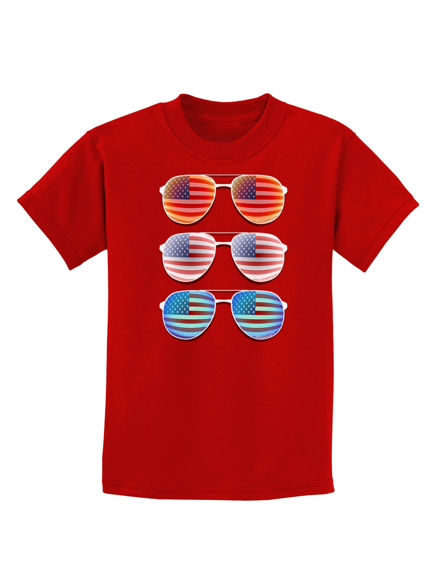 Red White and Blue USA Flag Aviators Childrens Dark T-Shirt-Childrens T-Shirt-TooLoud-Black-X-Small-Davson Sales