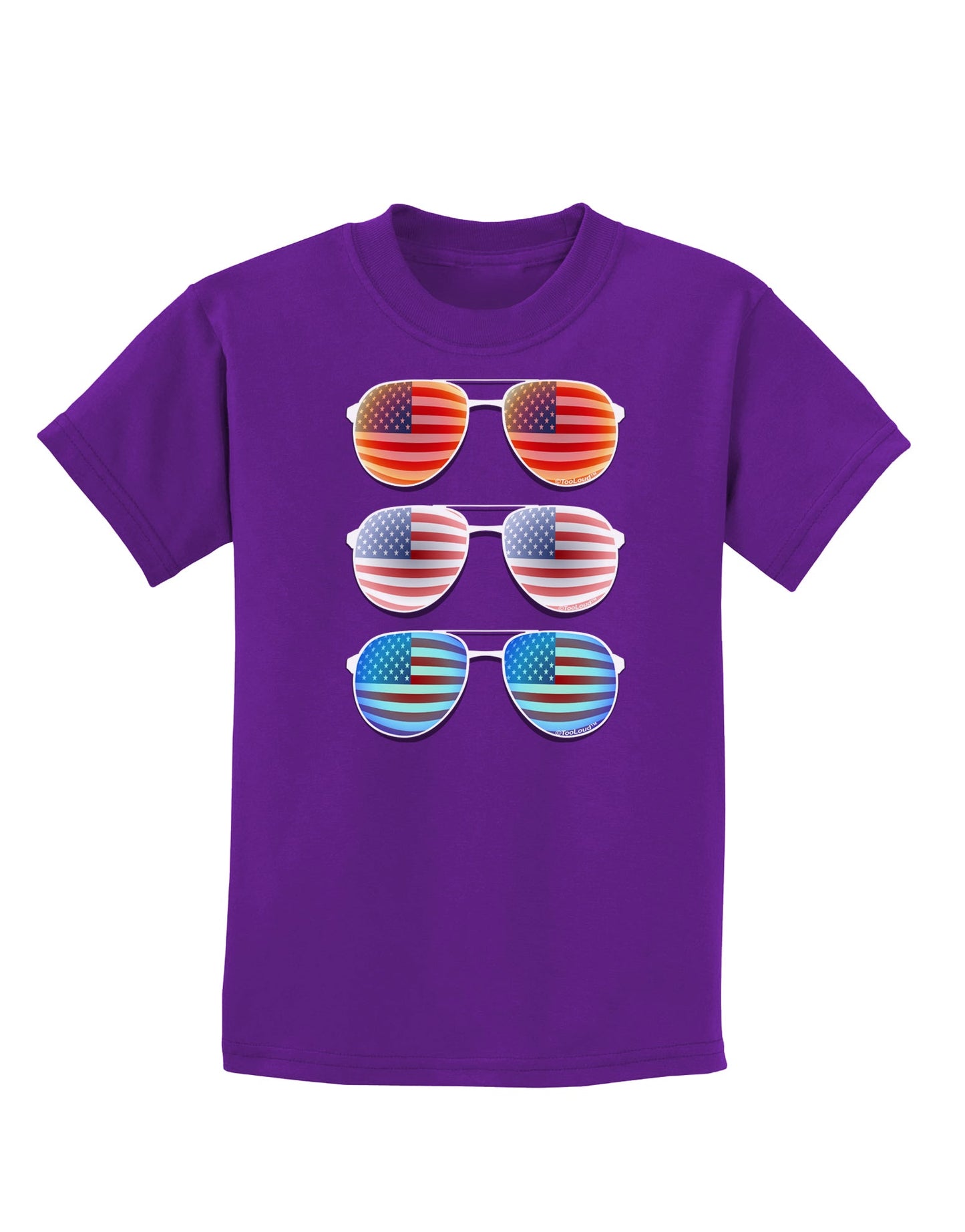 Red White and Blue USA Flag Aviators Childrens Dark T-Shirt-Childrens T-Shirt-TooLoud-Purple-X-Small-Davson Sales