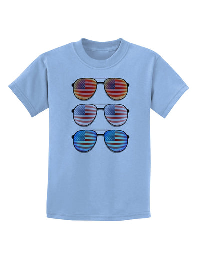 Red White and Blue USA Flag Aviators Childrens T-Shirt-Childrens T-Shirt-TooLoud-Light-Blue-X-Small-Davson Sales