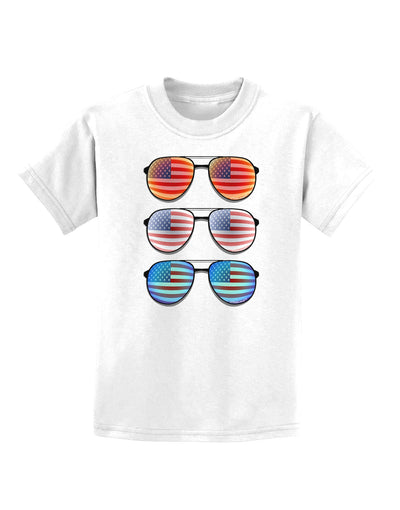 Red White and Blue USA Flag Aviators Childrens T-Shirt-Childrens T-Shirt-TooLoud-White-X-Small-Davson Sales