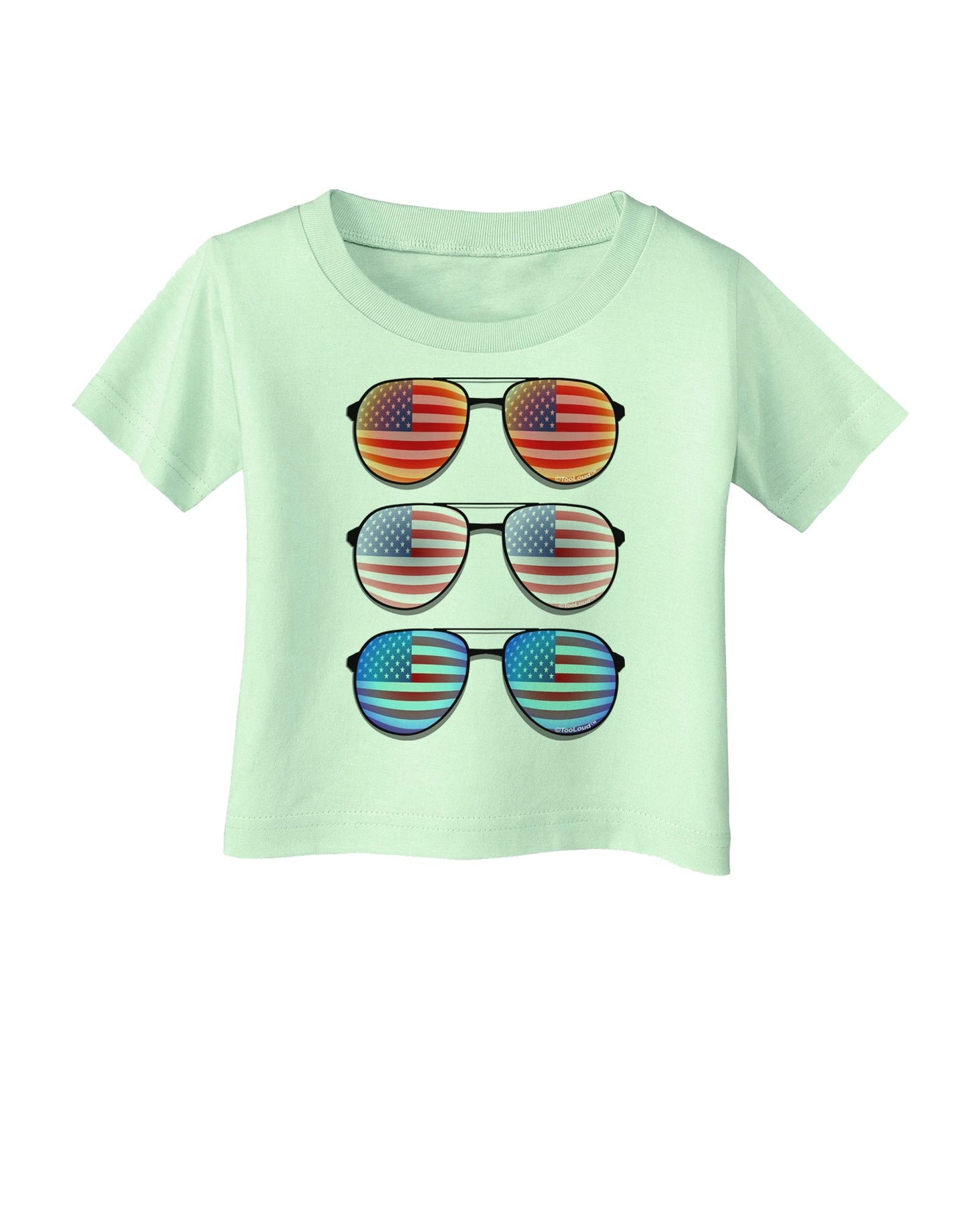 Red White and Blue USA Flag Aviators Infant T-Shirt-Infant T-Shirt-TooLoud-Light-Green-06-Months-Davson Sales