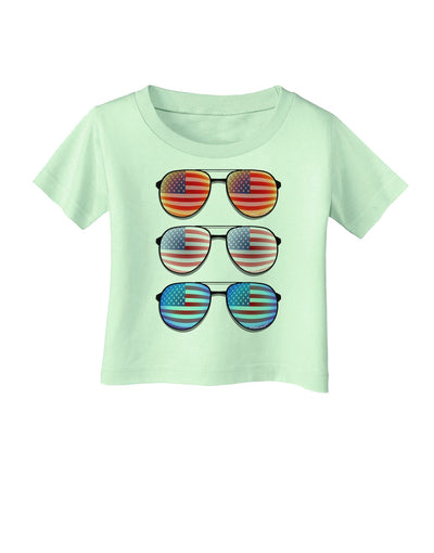 Red White and Blue USA Flag Aviators Infant T-Shirt-Infant T-Shirt-TooLoud-Light-Green-06-Months-Davson Sales