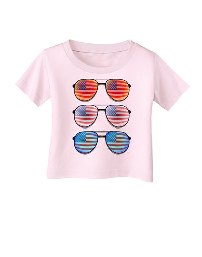 Red White and Blue USA Flag Aviators Infant T-Shirt-Infant T-Shirt-TooLoud-Light-Pink-06-Months-Davson Sales