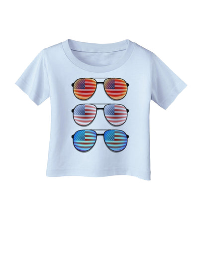 Red White and Blue USA Flag Aviators Infant T-Shirt-Infant T-Shirt-TooLoud-Light-Blue-06-Months-Davson Sales