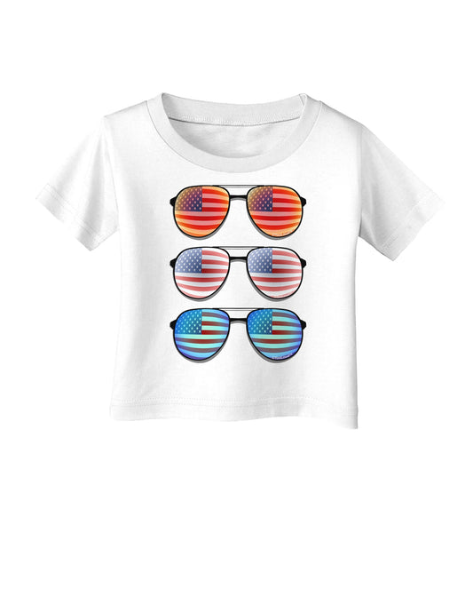 Red White and Blue USA Flag Aviators Infant T-Shirt-Infant T-Shirt-TooLoud-White-06-Months-Davson Sales