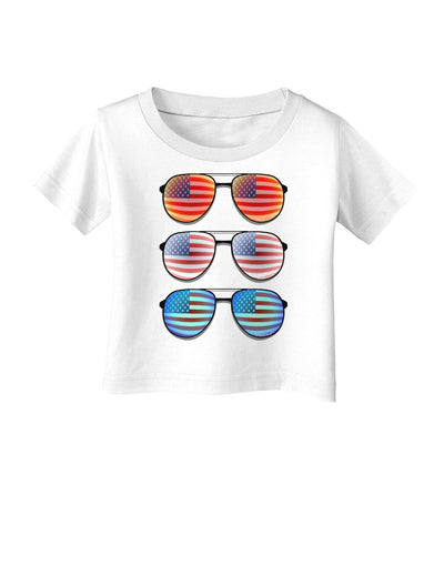 Red White and Blue USA Flag Aviators Infant T-Shirt-Infant T-Shirt-TooLoud-White-06-Months-Davson Sales