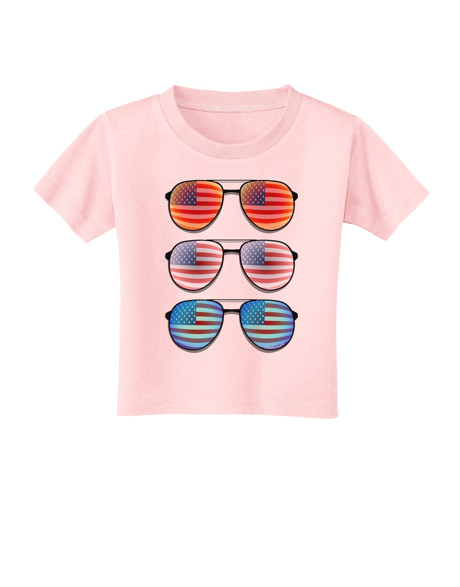 Red White and Blue USA Flag Aviators Toddler T-Shirt-Toddler T-Shirt-TooLoud-White-2T-Davson Sales