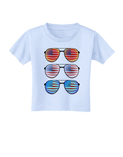 Red White and Blue USA Flag Aviators Toddler T-Shirt-Toddler T-Shirt-TooLoud-Light-Blue-2T-Davson Sales