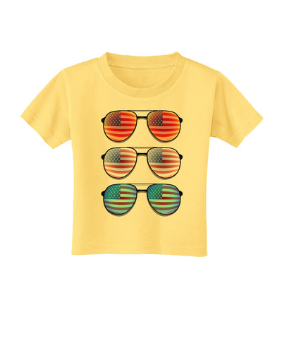 Red White and Blue USA Flag Aviators Toddler T-Shirt-Toddler T-Shirt-TooLoud-Daffodil-Yellow-2T-Davson Sales