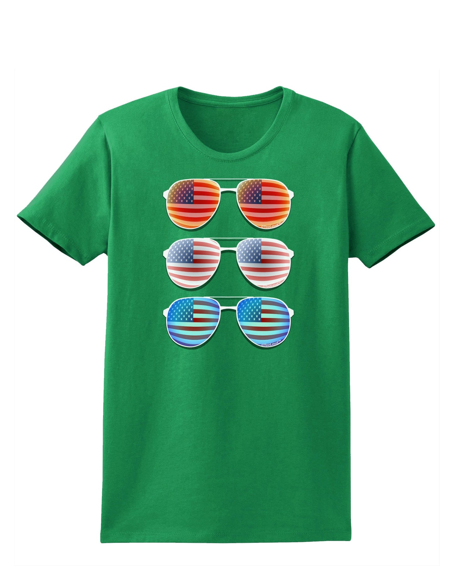 Red White and Blue USA Flag Aviators Womens Dark T-Shirt-TooLoud-Kelly-Green-X-Small-Davson Sales