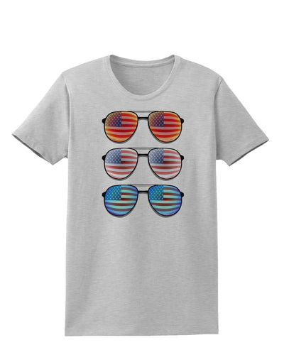 Red White and Blue USA Flag Aviators Womens T-Shirt-Womens T-Shirt-TooLoud-AshGray-X-Small-Davson Sales