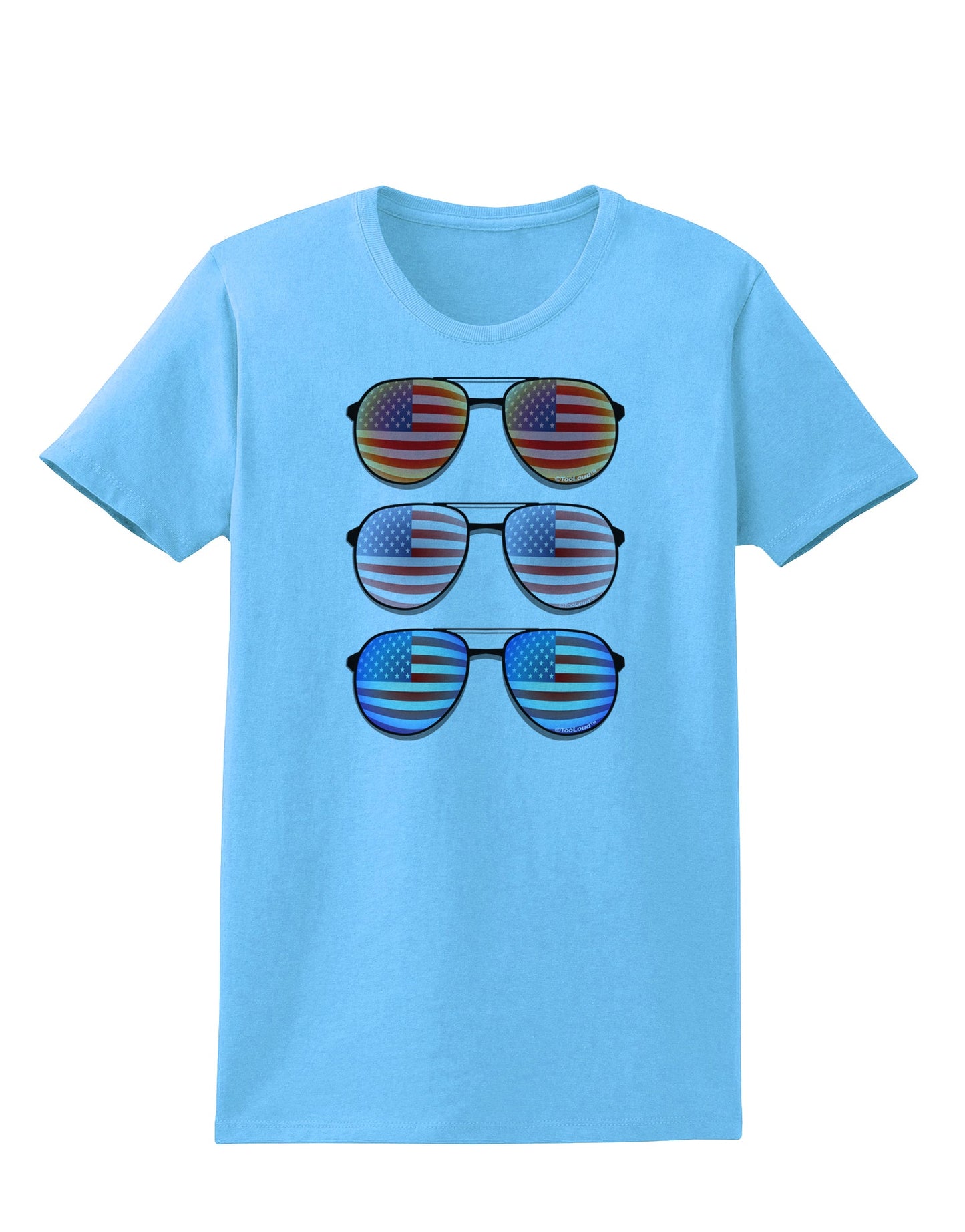 Red White and Blue USA Flag Aviators Womens T-Shirt-Womens T-Shirt-TooLoud-Aquatic-Blue-X-Small-Davson Sales