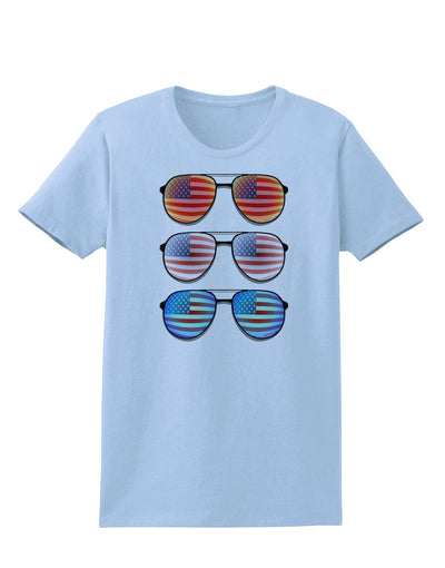 Red White and Blue USA Flag Aviators Womens T-Shirt-Womens T-Shirt-TooLoud-Light-Blue-X-Small-Davson Sales