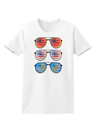 Red White and Blue USA Flag Aviators Womens T-Shirt-Womens T-Shirt-TooLoud-White-X-Small-Davson Sales