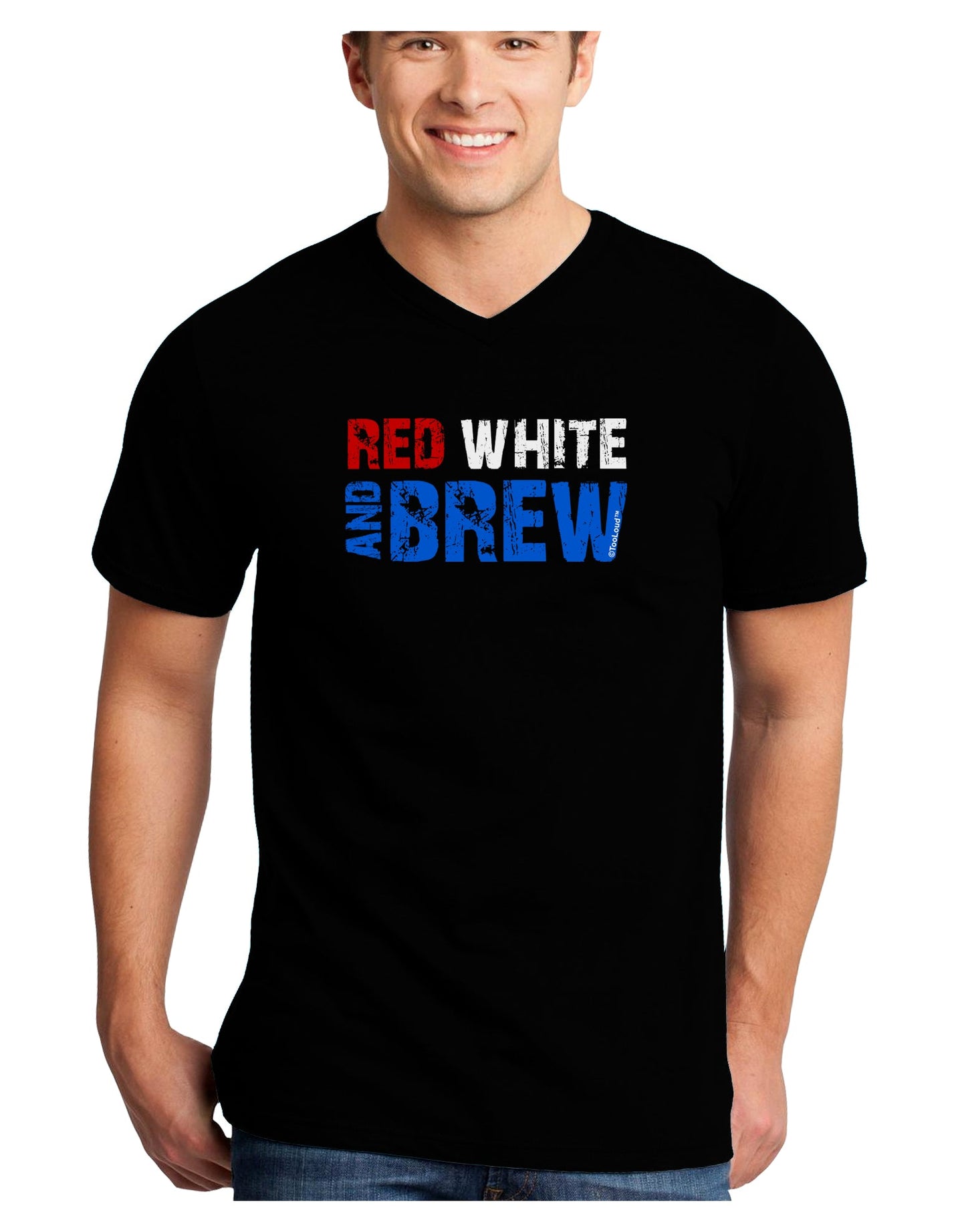 Red White and Brew Color Adult Dark V-Neck T-Shirt by TooLoud-Mens V-Neck T-Shirt-TooLoud-Black-Small-Davson Sales
