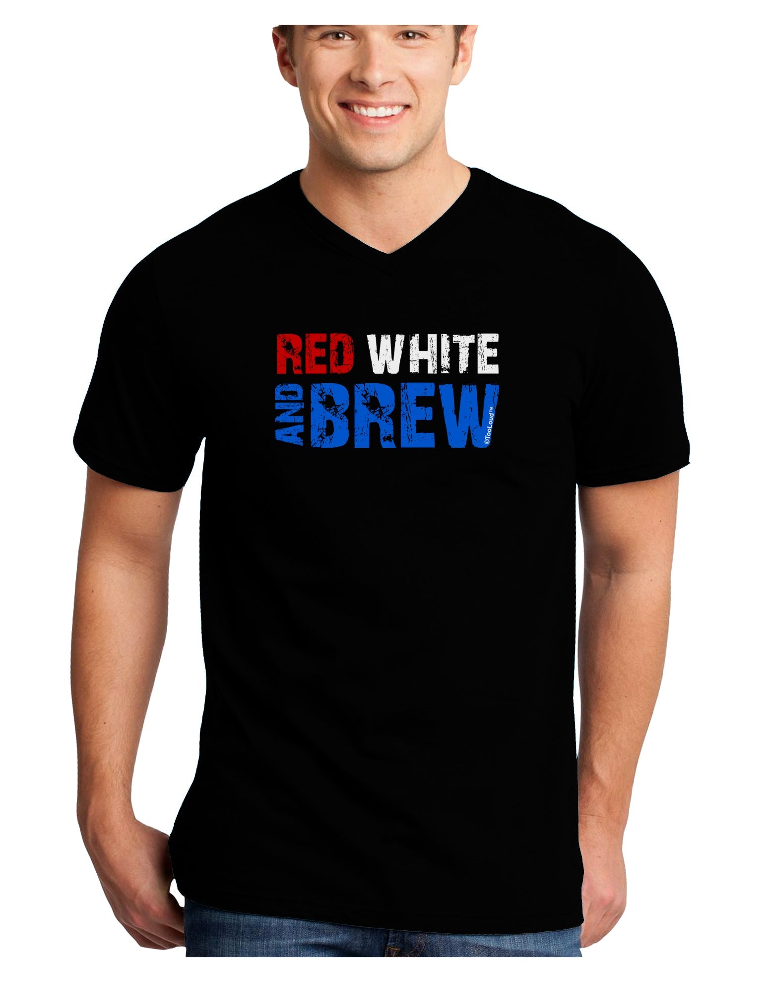 Red White and Brew Color Adult Dark V-Neck T-Shirt by TooLoud-Mens V-Neck T-Shirt-TooLoud-Black-Small-Davson Sales