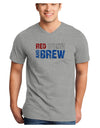 Red White and Brew Color Adult V-Neck T-shirt by TooLoud-Mens V-Neck T-Shirt-TooLoud-HeatherGray-Small-Davson Sales