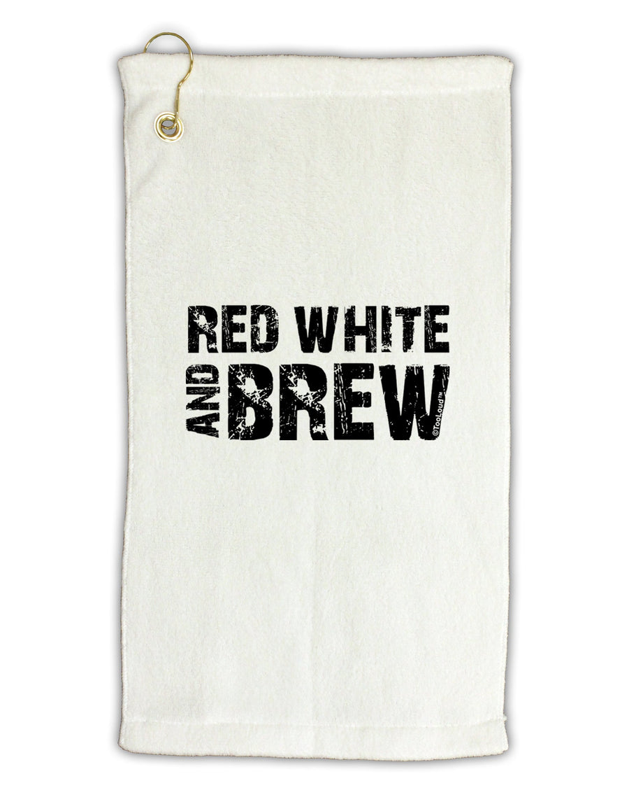 Red White and Brew Micro Terry Gromet Golf Towel 16 x 25 inch by TooLoud-Golf Towel-TooLoud-White-Davson Sales