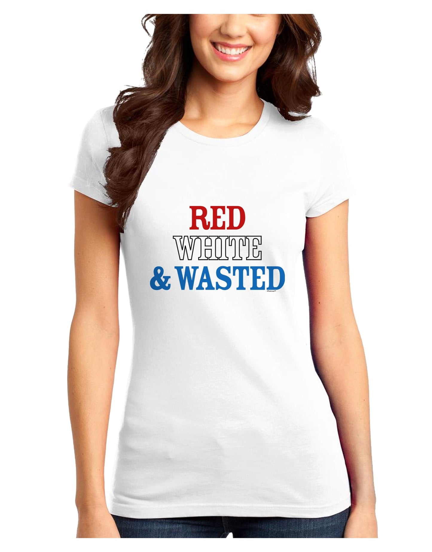 Red White and Wasted Juniors T-Shirt-Womens Juniors T-Shirt-TooLoud-White-Juniors Fitted XS-Davson Sales